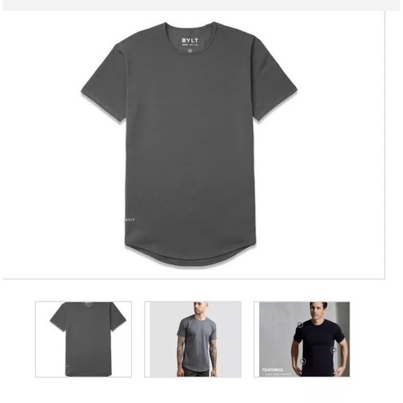 Bylt Premium Basics Shirt Mens Small Gray Drop Cut Short Sleeve Lux Blend NWT - Picture 4 of 12
